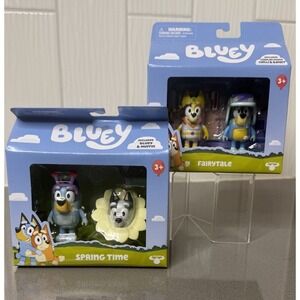 New Lot Of 2 - Bluey Mini Figure 2-Packs : Fairytale & Springtime By Moose 3+ Yr